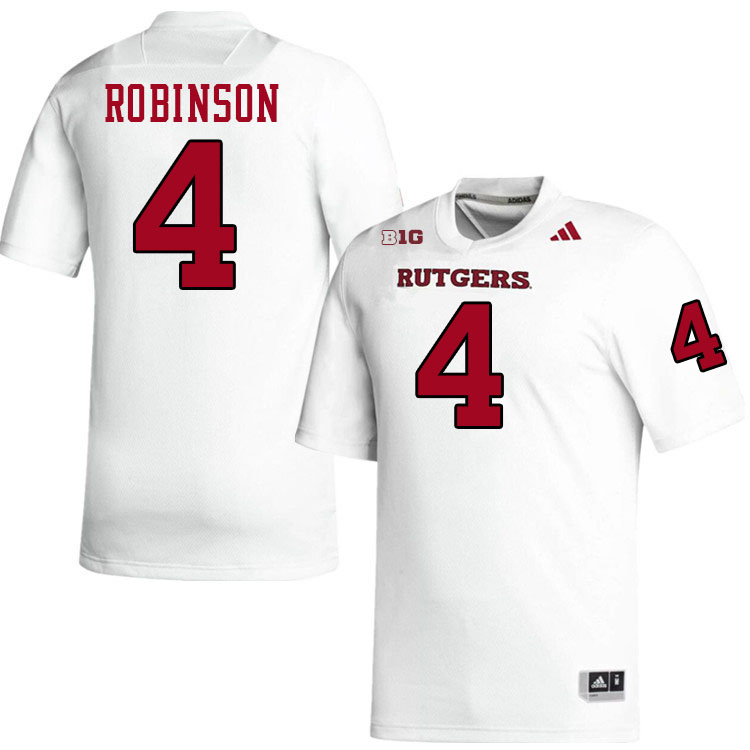 Rutgers Scarlet Knights #4 Sam Robinson College Football Jerseys Stitched-White